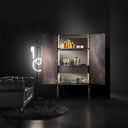 Madia di design, Mobile tondo ambientato in soggiorno moderno con illuminazione integrata