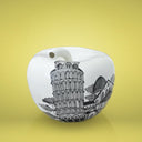 Mela City salvadanaio decorativo con skyline urbano inciso, home decor artigianale