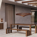 Lampada a sospensione Design Alba in ambiente moderno con tavolo e arredi in legno