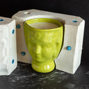 Candela decorativa accessori casa in ceramica artigianale colore giallo