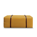 Pouf design Docker Lungo in velluto senape con cinturino in pelle