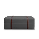 Pouf design Docker Lungo in velluto grigio scuro con cinturino centrale in pelle