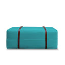 Pouf design Docker Lungo in velluto azzurro con cinturino in pelle