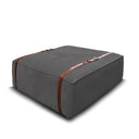 Pouf design Docker Maxi in velluto grigio antracite con dettagli in pelle