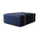 Pouf design Docker Maxi in velluto blu con dettagli in pelle