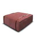 Pouf design Docker Maxi in velluto rosso mattone con dettagli in pelle