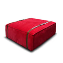 Pouf design Docker Maxi in velluto rosso intenso con dettagli in pelle