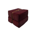 Pouf design Docker in velluto bordeaux con dettagli in pelle