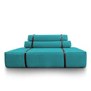 Divano design Docker in velluto verde acqua vista frontale