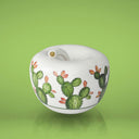 Salvadanaio a forma di mela Peace and Love design artistico vista angolata