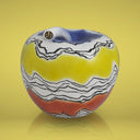 Salvadanaio decorativo a forma di mela con motivo Fiume Giallo, accessorio casa di design