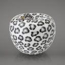 Salvadanaio decorativo a forma di mela con motivo leopardato, accessorio casa di design