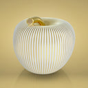Mela Luxury Righe salvadanaio decorativo in ceramica bianca con incisioni a righe su sfondo dorato