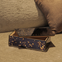 Scatola con specchi rettangolare, coperchio removibile, accessori casa di design, 20x12,5x6 cm.