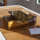 Scatola con specchi rettangolare, accessorio elegante per la casa, con coperchio removibile.