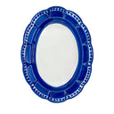 Piatto ovale da portata I Colorati blu, vista frontale su sfondo chiaro.